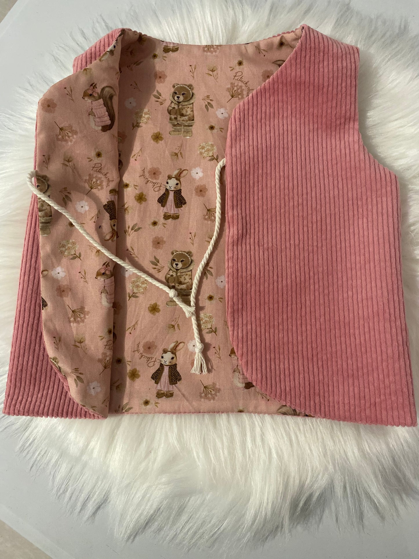 Gilet de Berger Réversible rose 2 3 ans