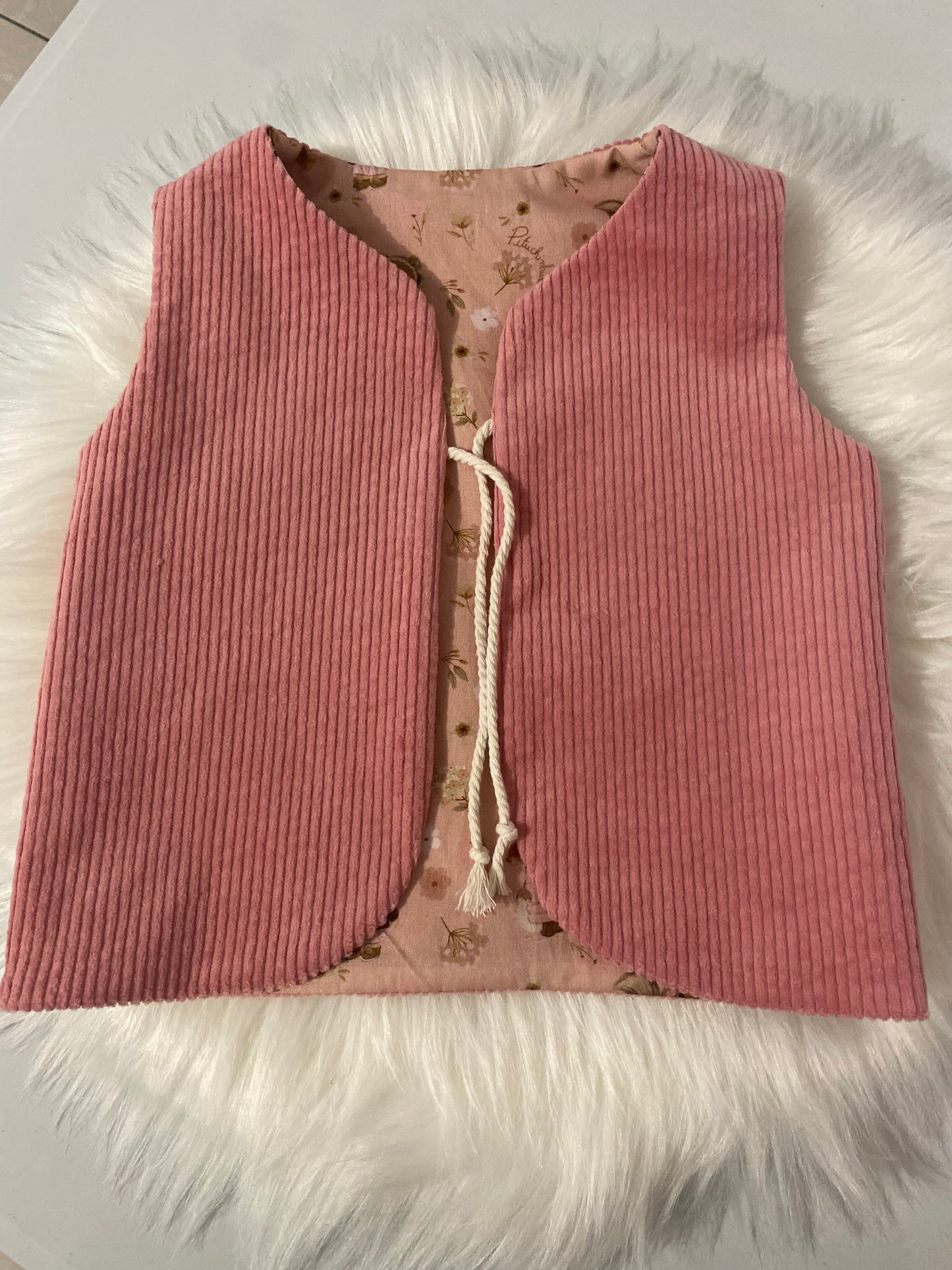 Gilet de Berger Réversible rose 2 3 ans