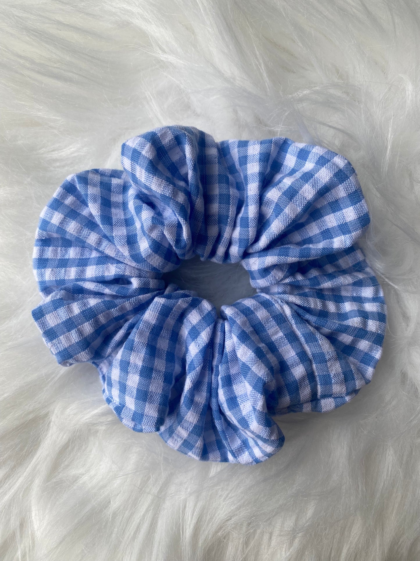 Chouchou vichy bleu ciel