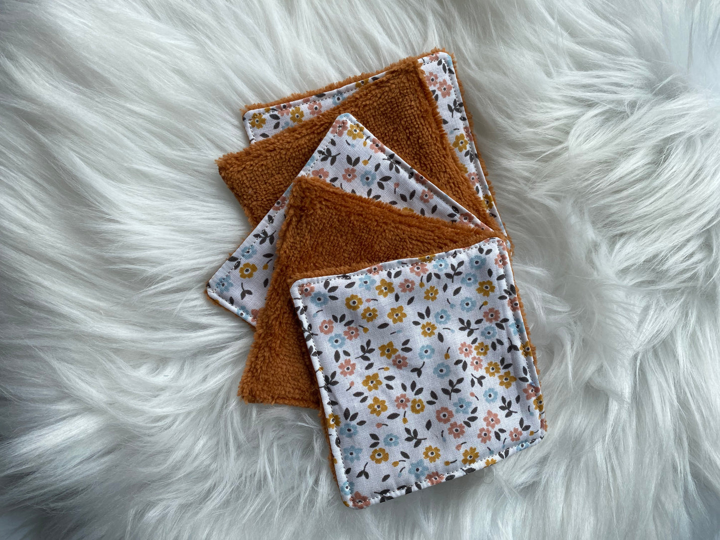 5 Lingettes multi fleurs marron