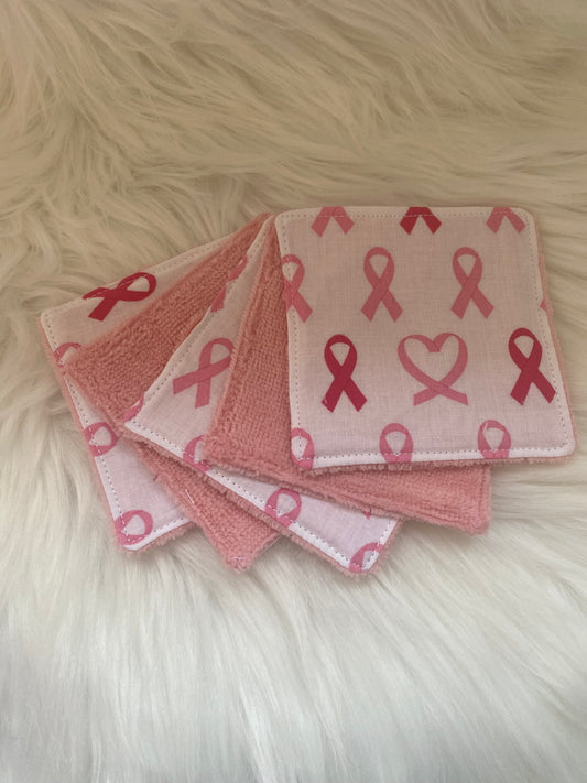 5 Lingettes Noeuds Coeurs OCTOBRE ROSE 1€reversé à Mon Bonnet Rose