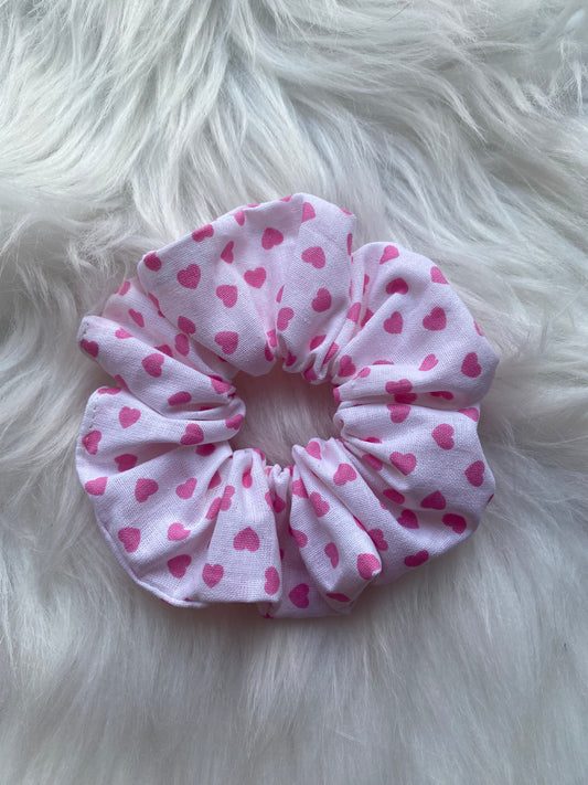 Chouchou blanc petits coeurs roses