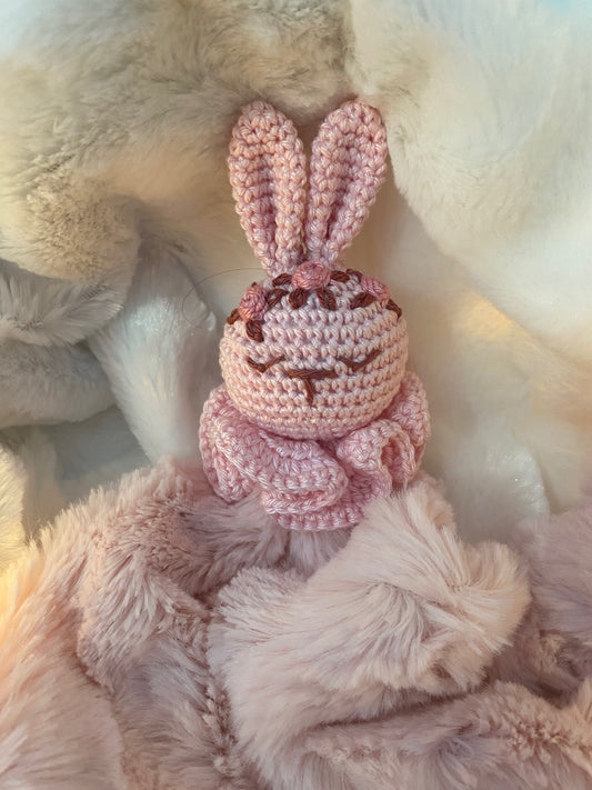 Doudou Lapin "COLLINE" fausse fourrure rose