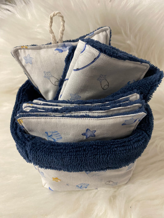 Coffret BIEN-ÊTRE enfant motifs biberons, tétine bleue et blanche
