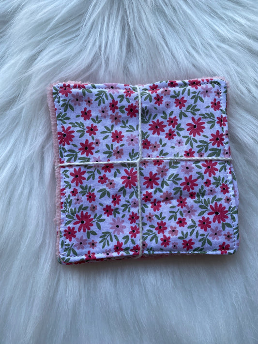 5 Lingettes  roses fleuries