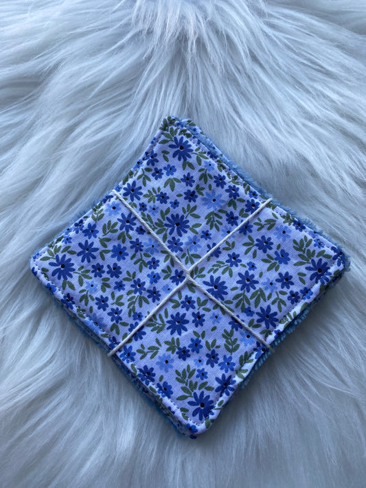 5 Lingettes fleuries bleues